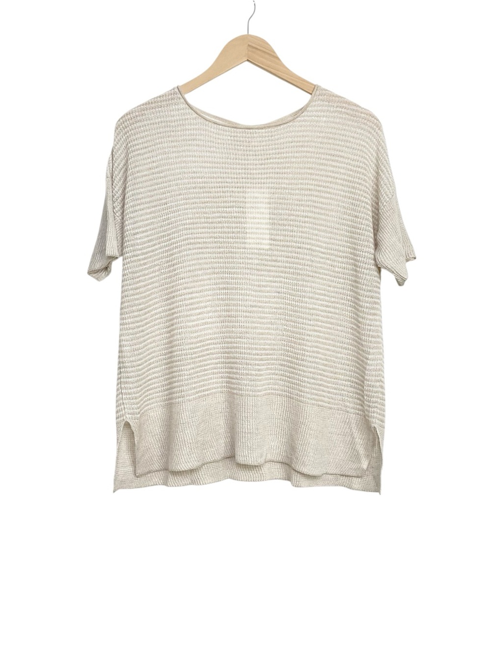 Eileen Fisher Organic Linen Knit Stripe Top Size XS